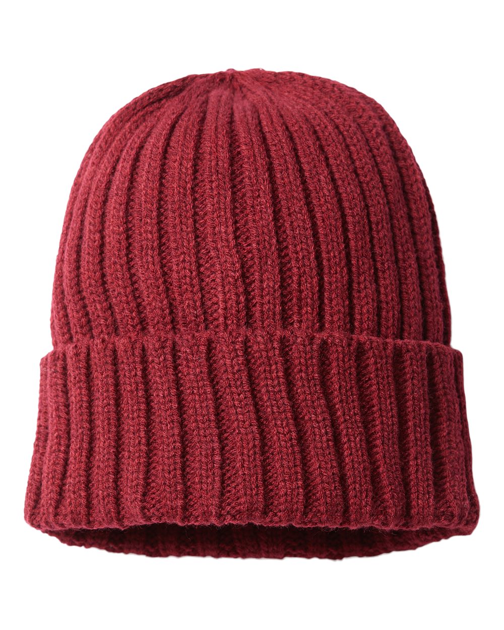 Sustainable Cable Knit Cuffed Beanie Embroidery
