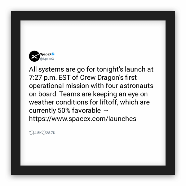SpaceX frame preview